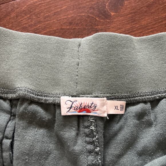 Faherty XL Shorts High Rise Elastic Waistband Pull On Arlie Green Linen Blend - Picture 5 of 11